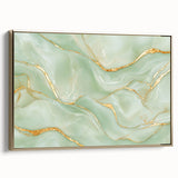 Upscale Abstract Art Collection – Mint Green & Gold Wall Decor