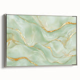 Upscale Abstract Art Collection – Mint Green & Gold Wall Decor