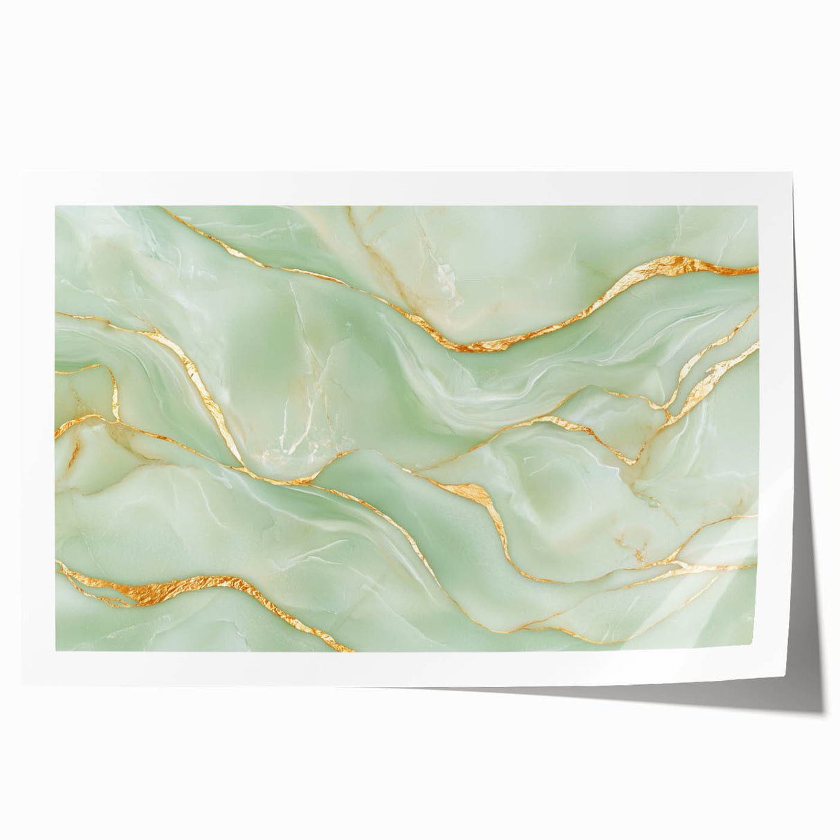 Upscale Abstract Art Collection – Mint Green & Gold Wall Decor