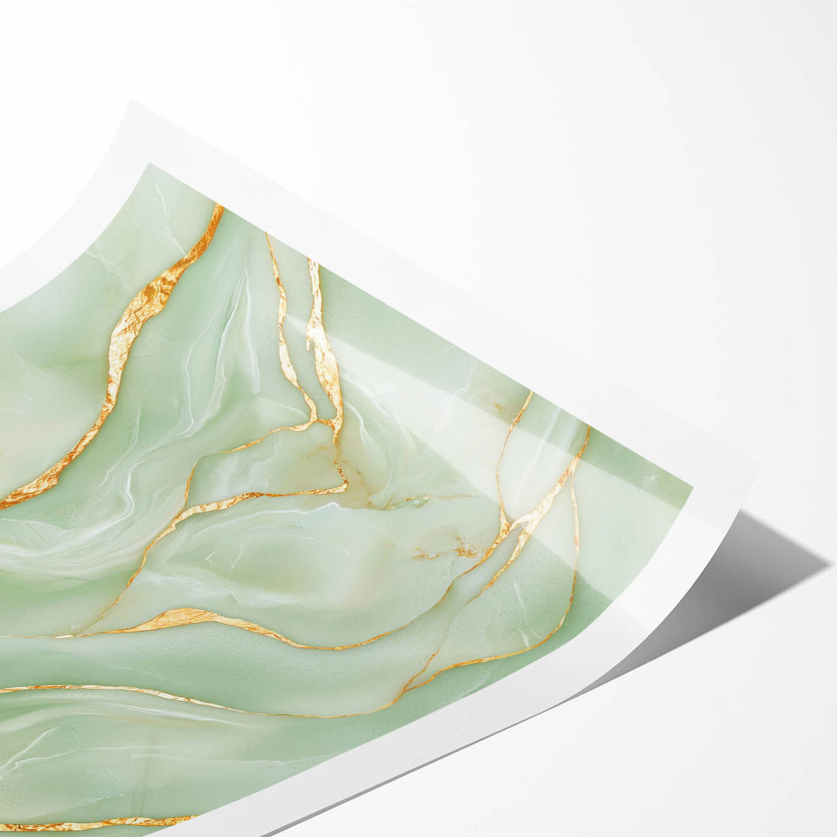 Upscale Abstract Art Collection – Mint Green & Gold Wall Decor