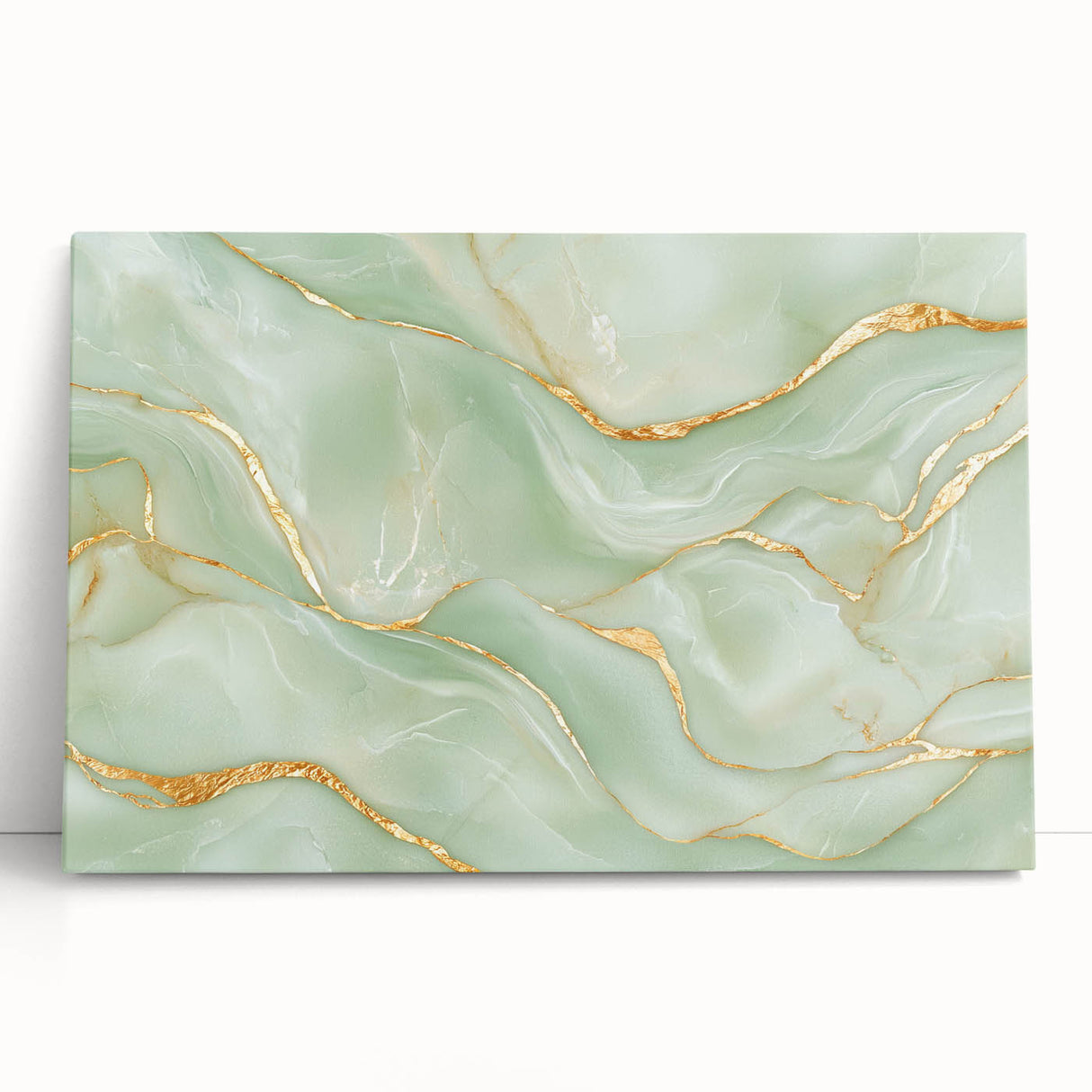 Upscale Abstract Art Collection – Mint Green & Gold Wall Decor