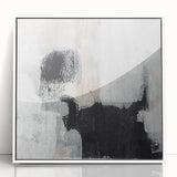 Earthen Harmony Abstracts - Textured Black & Beige Abstract Wall Art