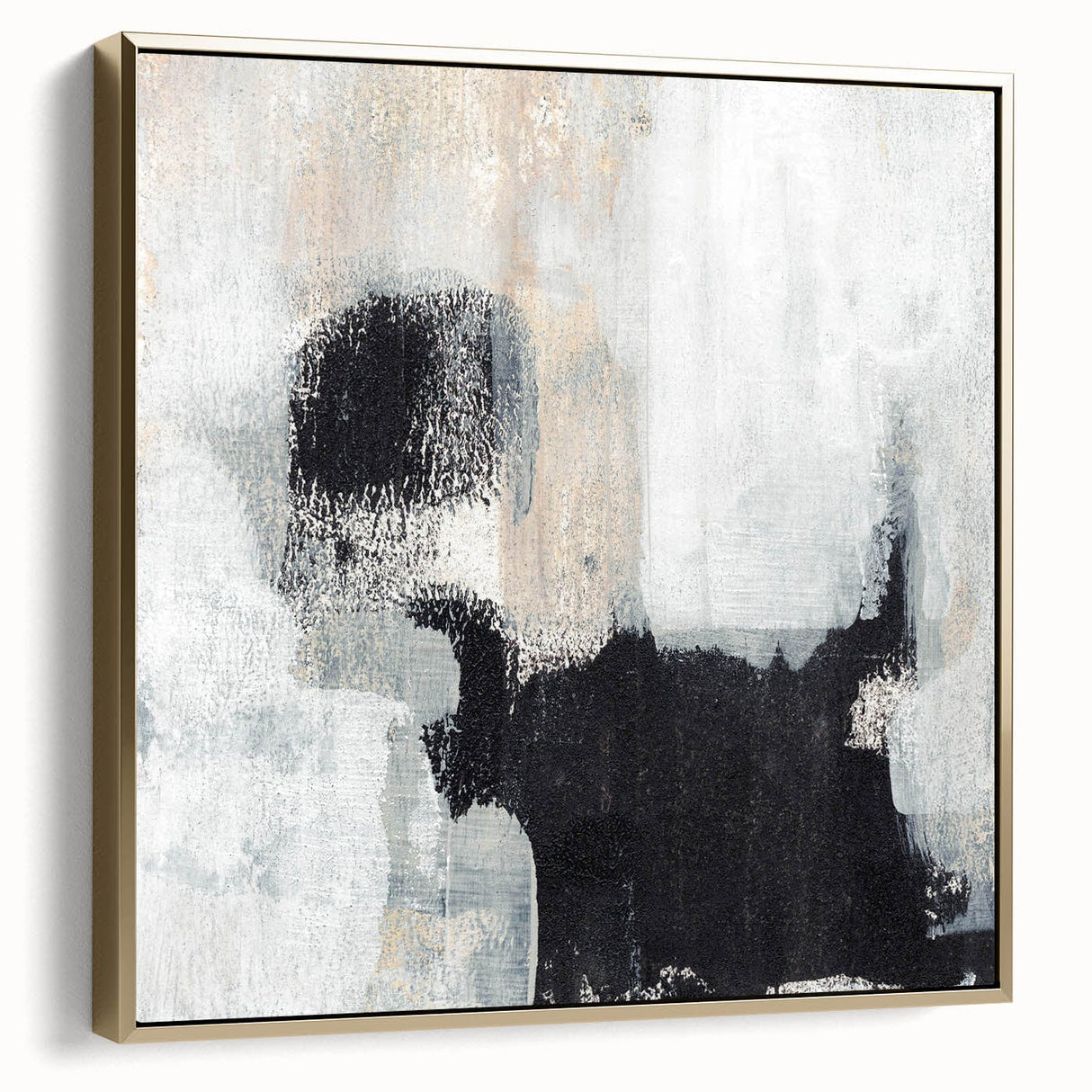 Earthen Harmony Abstracts - Textured Black & Beige Abstract Wall Art