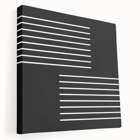 Minimalist Black and White Abstract Wall Art - Linear Geometric Print