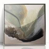 Modern Abstract Painting – Olive Green & Beige Earthy Wall Art