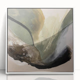 Modern Abstract Painting – Olive Green & Beige Earthy Wall Art