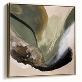 Modern Abstract Painting – Olive Green & Beige Earthy Wall Art