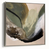 Modern Abstract Painting – Olive Green & Beige Earthy Wall Art