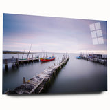 Peaceful Scenery Framed Art – Rustic Wooden Dock at Dusk