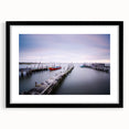 Peaceful Scenery Framed Art – Rustic Wooden Dock at Dusk