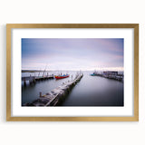 Peaceful Scenery Framed Art – Rustic Wooden Dock at Dusk
