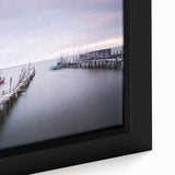 Peaceful Scenery Framed Art – Rustic Wooden Dock at Dusk