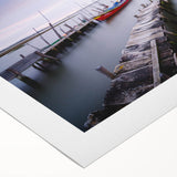 Peaceful Scenery Framed Art – Rustic Wooden Dock at Dusk