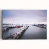 Peaceful Scenery Framed Art – Rustic Wooden Dock at Dusk