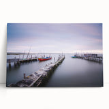 Peaceful Scenery Framed Art – Rustic Wooden Dock at Dusk