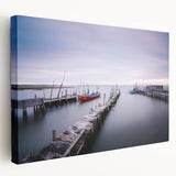 Peaceful Scenery Framed Art – Rustic Wooden Dock at Dusk