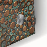Textured Acrylic Wall Art – Industrial Circles in Bronze and Teal