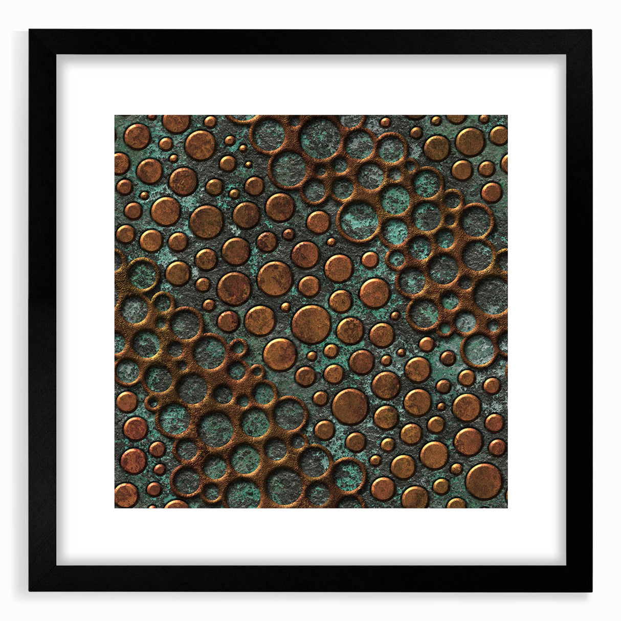 Textured Acrylic Wall Art – Industrial Circles in Bronze and Teal