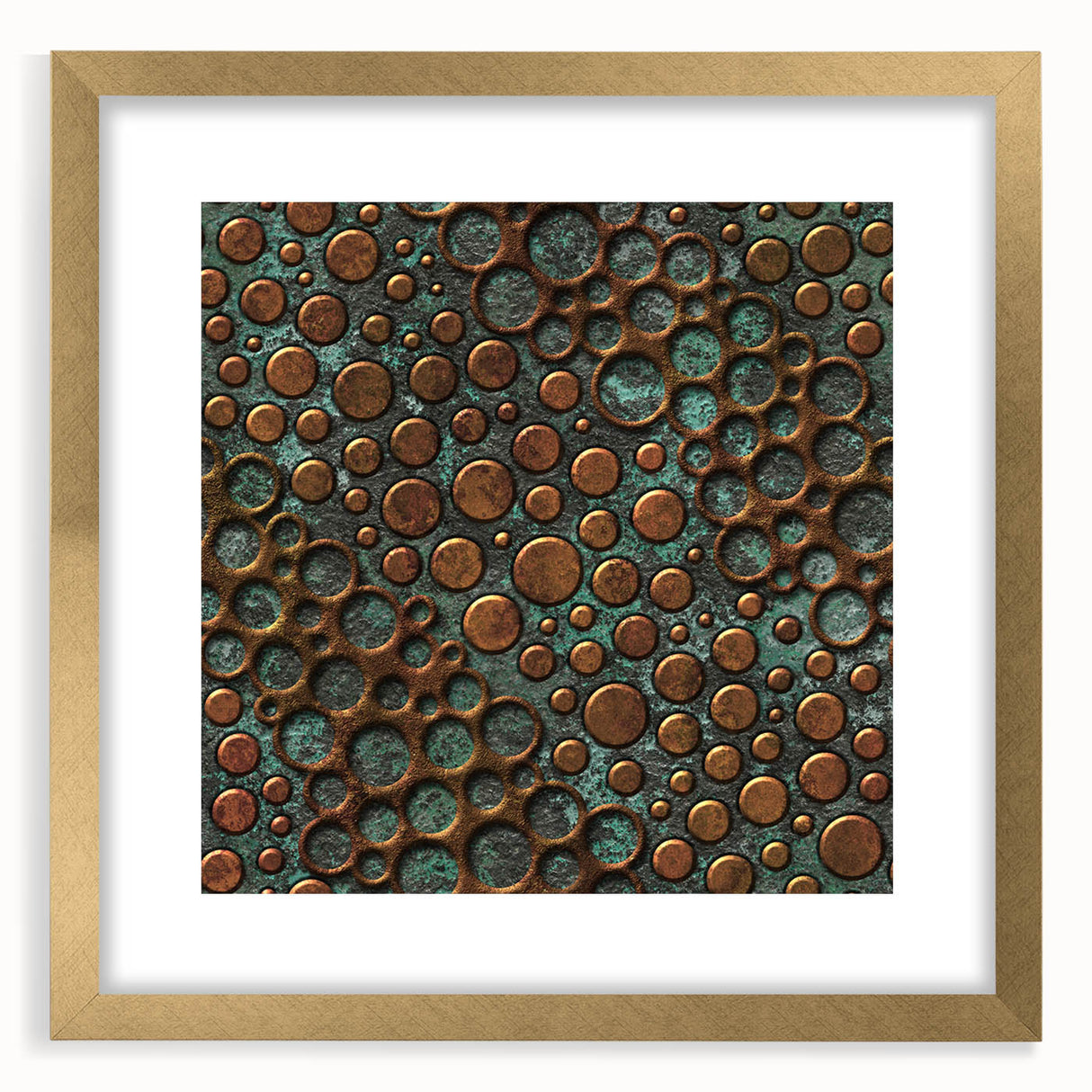 Textured Acrylic Wall Art – Industrial Circles in Bronze and Teal
