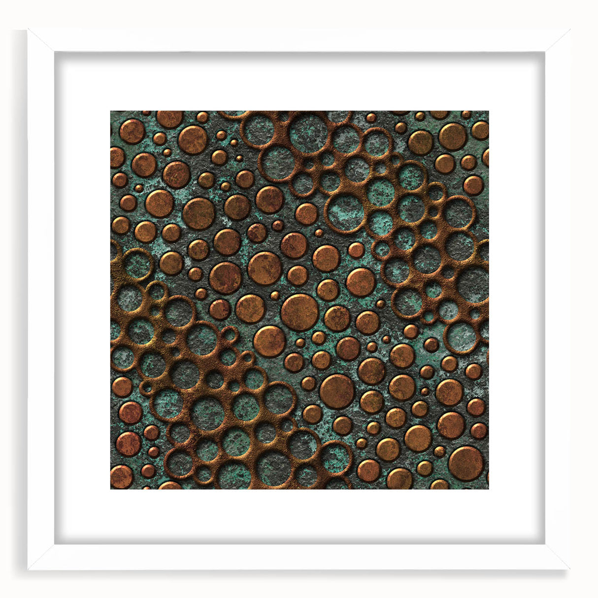 Textured Acrylic Wall Art – Industrial Circles in Bronze and Teal