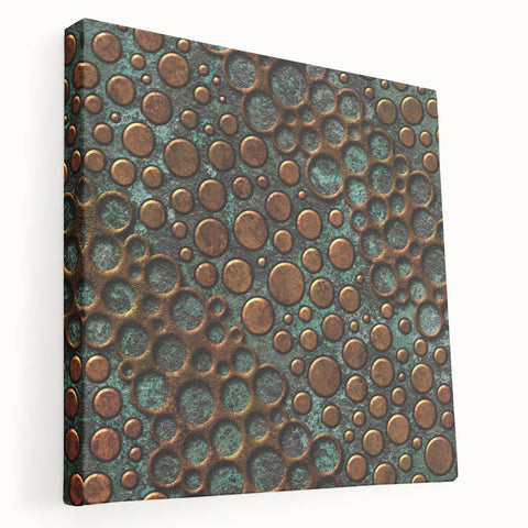 Textured Acrylic Wall Art – Industrial Circles in Bronze and Teal
