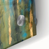 Abstract Moody Modern Wall Art - Blue, Green & Gold Vertical Print