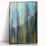 Abstract Moody Modern Wall Art - Blue, Green & Gold Vertical Print