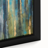 Abstract Moody Modern Wall Art - Blue, Green & Gold Vertical Print