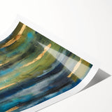 Abstract Moody Modern Wall Art - Blue, Green & Gold Vertical Print