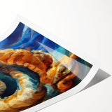 Modern Fluid Art Prints in Blue and Orange - Fluid Abstract Wall Art