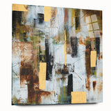 Rustic Moody Modern Wall Art - Abstract Brown, Gold & White Print