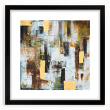 Rustic Moody Modern Wall Art - Abstract Brown, Gold & White Print