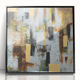 Rustic Moody Modern Wall Art - Abstract Brown, Gold & White Print