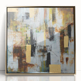 Rustic Moody Modern Wall Art - Abstract Brown, Gold & White Print