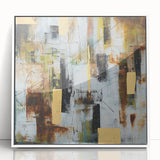Rustic Moody Modern Wall Art - Abstract Brown, Gold & White Print