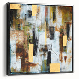 Rustic Moody Modern Wall Art - Abstract Brown, Gold & White Print