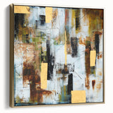 Rustic Moody Modern Wall Art - Abstract Brown, Gold & White Print