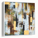 Rustic Moody Modern Wall Art - Abstract Brown, Gold & White Print