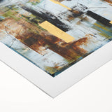Rustic Moody Modern Wall Art - Abstract Brown, Gold & White Print