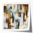 Rustic Moody Modern Wall Art - Abstract Brown, Gold & White Print
