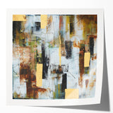 Rustic Moody Modern Wall Art - Abstract Brown, Gold & White Print
