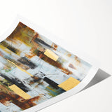 Rustic Moody Modern Wall Art - Abstract Brown, Gold & White Print
