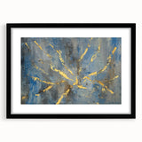 Luxury Moody Modern Wall Art - Abstract Blue, Gold & Gray Print
