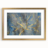 Luxury Moody Modern Wall Art - Abstract Blue, Gold & Gray Print