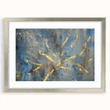 Luxury Moody Modern Wall Art - Abstract Blue, Gold & Gray Print