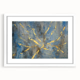 Luxury Moody Modern Wall Art - Abstract Blue, Gold & Gray Print