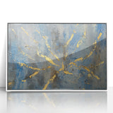 Luxury Moody Modern Wall Art - Abstract Blue, Gold & Gray Print