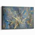 Luxury Moody Modern Wall Art - Abstract Blue, Gold & Gray Print