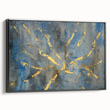 Luxury Moody Modern Wall Art - Abstract Blue, Gold & Gray Print
