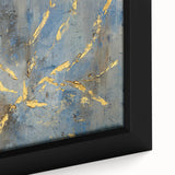 Luxury Moody Modern Wall Art - Abstract Blue, Gold & Gray Print